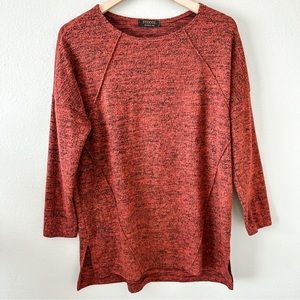 Renee C Burnt/Rustic Orange/Red Cozy 3/4 Sleeve Top Size Medium